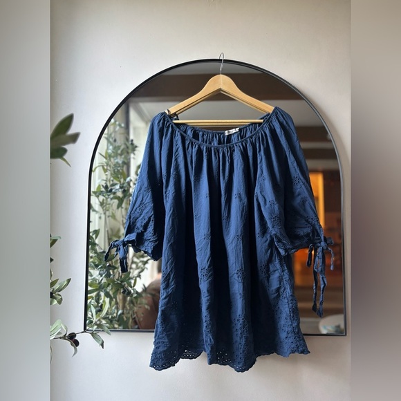 VALENTINA NALDI | eyelet boat neck blouse | size xl - Picture 3 of 5